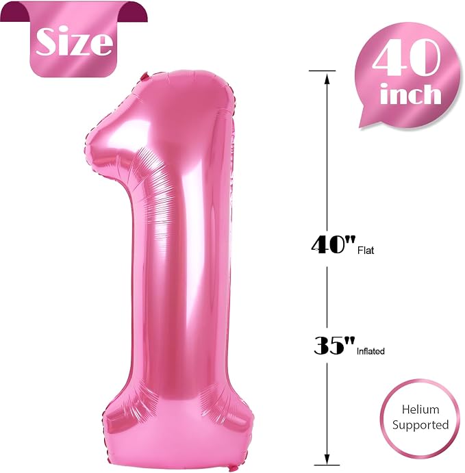 Pink Number 1 Balloon 40 Inch - Image 5