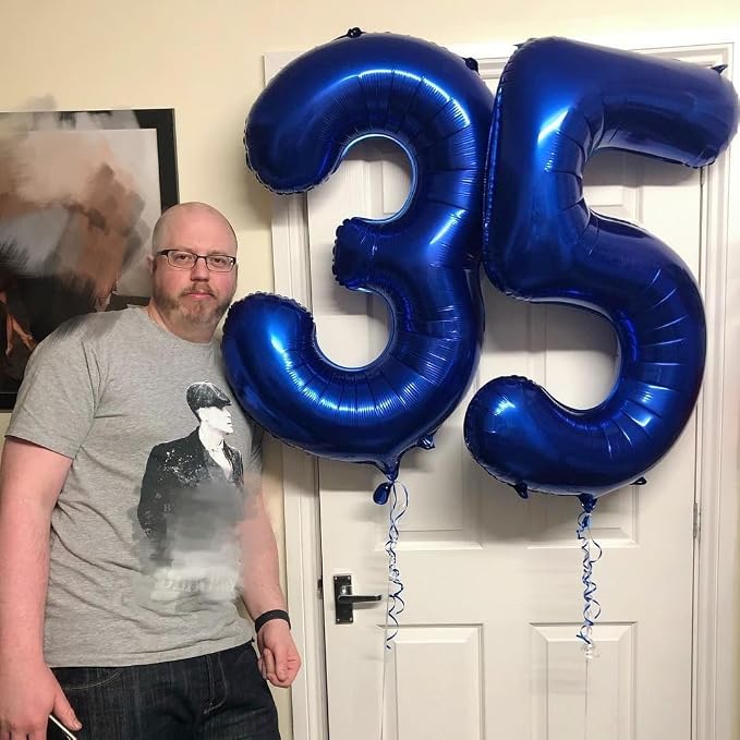 60 Balloons Number for 60th Birthday Decorations Women Men, Dark Blue | 40In - Image 4