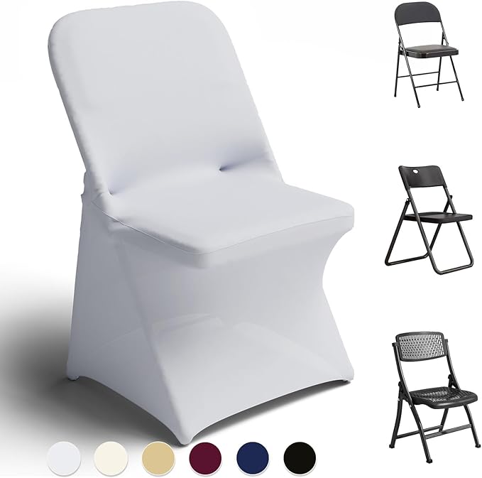 Trlyc Spandex Folding Chair Covers 100 Pcs White by TRLYC