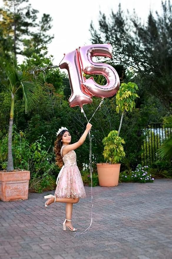 Number Balloons Pearl Pink 15 Balloon 40 inch - Image 4