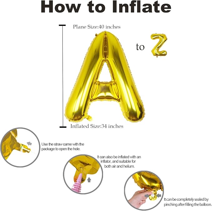 40 Inch Gold Letter W Balloon Big Foil Helium Letter Balloons A-Z | Giant Large - Image 2