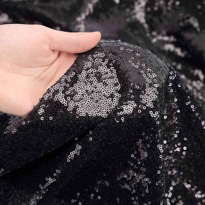 Eternal Beauty Black & Silver Sequin Backdrop Curtains, 4 Panels 2x8FT | 3mm - Image 6