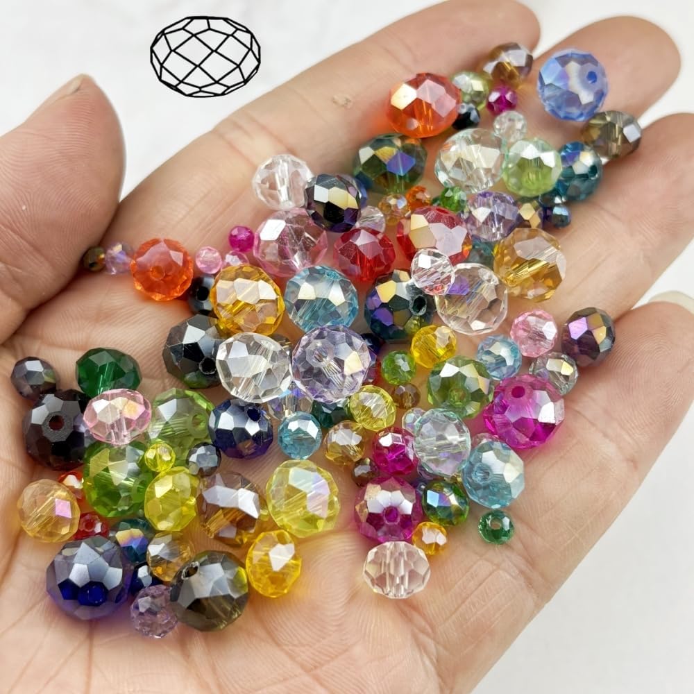 500pcs 3mm Crystal Glass Beads for Crafts Faceted Rondelle Glass Beads for Jewelry Making Crystal Spacer Beads for Necklaces Bracelets Earrings DIY Craft(Crystal AB)