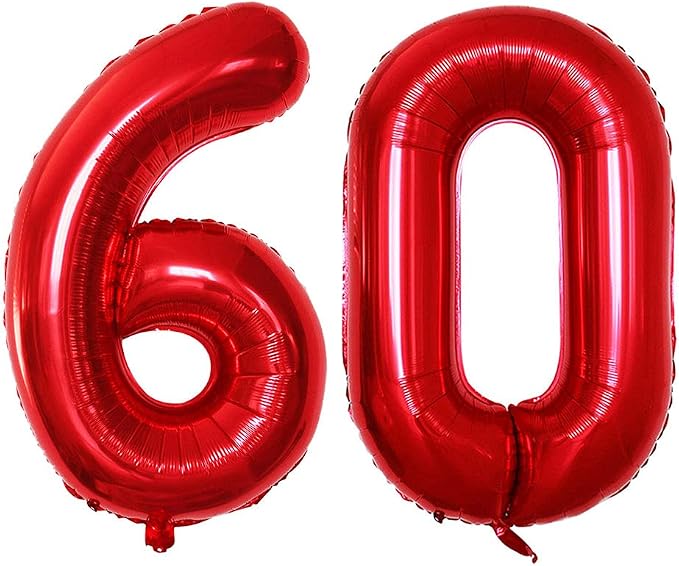 Number 60 Balloons for 60th Birthday Party Decorations, 42 Inch Jumbo Foil by GOER