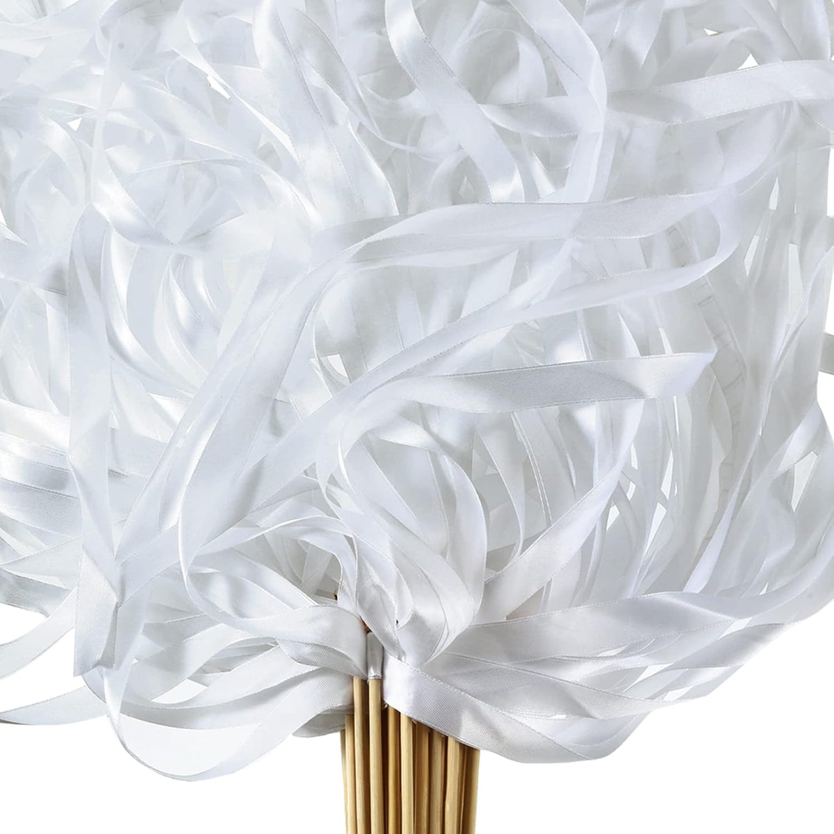 Boao 40 Pieces Mixed Color Ribbon Sticks with Bell, Ribbon Sticks for Stick Party, Streamers for Wedding Birthday Party Celebration Baby Shower Favors(White)