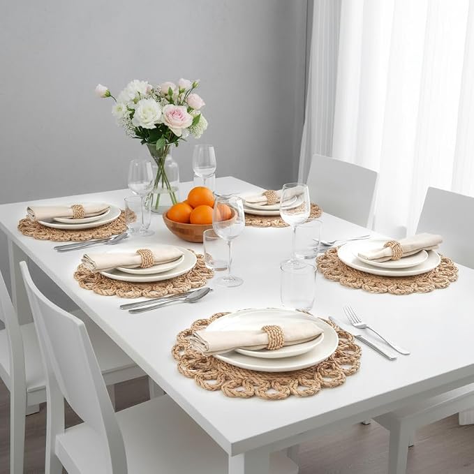 13.8" Corn Husk Woven Round Placemats Set of 4 - Image 7