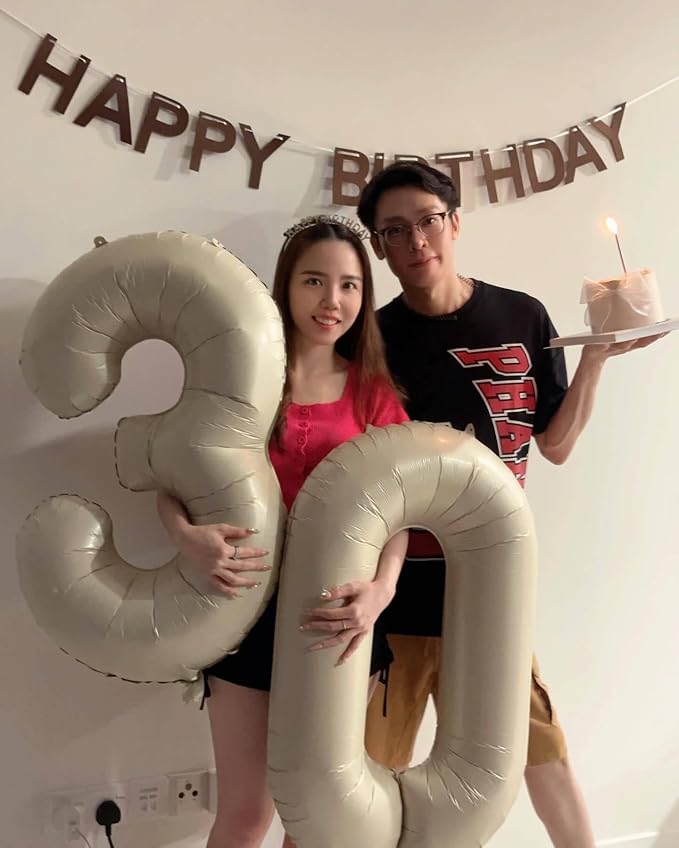 Cream Number 1 Balloon 40 Inch, 1st Birthday Party Decorations Men Women | Foil - Image 4
