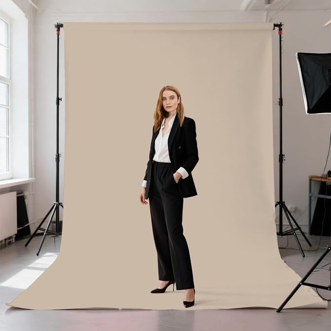 Beige Photography Backdrop for Photoshoot, Fabric 10x20ft | Polyester Studio - Image 2