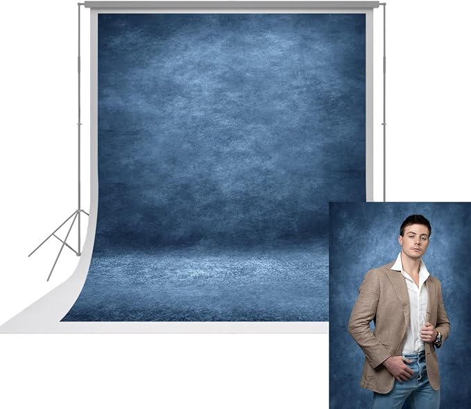 UrcTepics 8x16ft Dark Blue Abstract Fabric Backdrop. School Headshot, Senior by UrcTepics