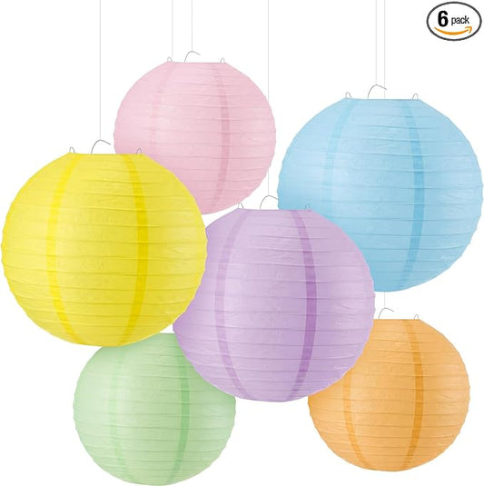 Hortsun 6 Pcs Colorful Hanging Paper Lanterns Party Decorations, Pastel by Hortsun