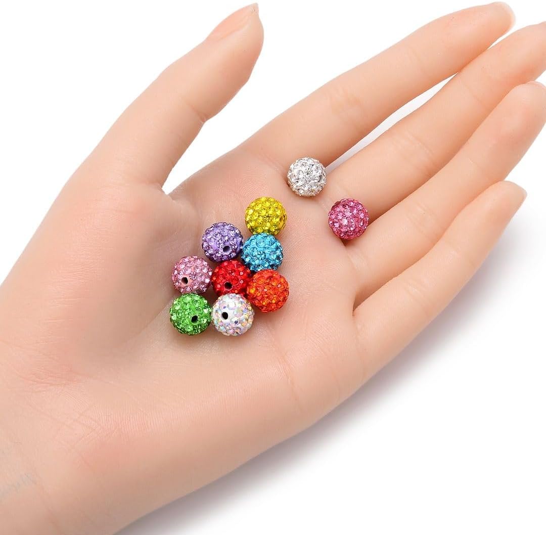 25pcs Adabele Grade A Suncatcher Crystal Rhinestone Pave Loose Beads 10mm Olivine Green Polymer Clay Disco Ball Spacers Compatible with Shamballa All Craft Jewelry Making DB10-17