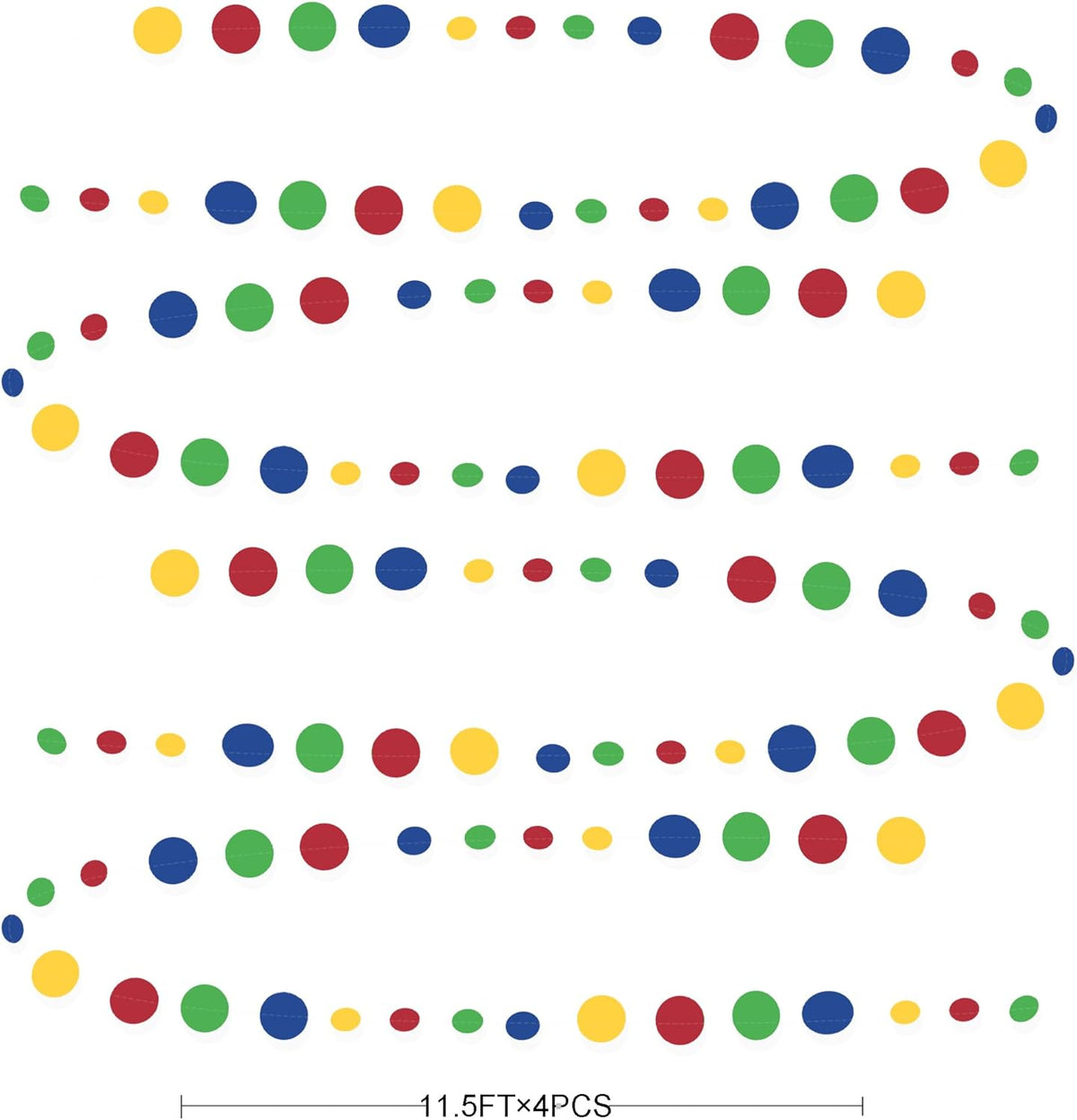 Super Mario Party Decorations Circle Dot Garland Red Blue Yellow Green Hanging Paper Polka Dot Streamer for Birthday Baby Shower Wedding Bridal Shower Carnival Circus Clown Fiesta Party Supplies