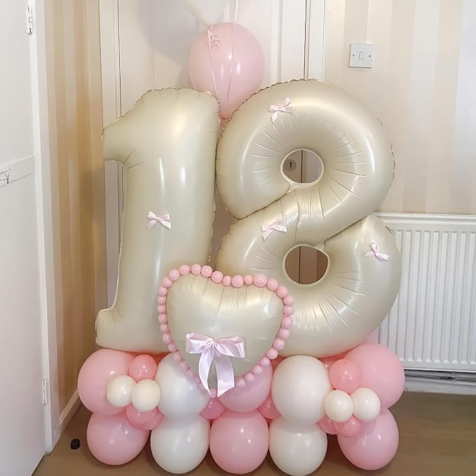 Cream 4 Balloon Number 40 Inch Cream White Number 4 Balloon Helium Mylar 4 - Image 7