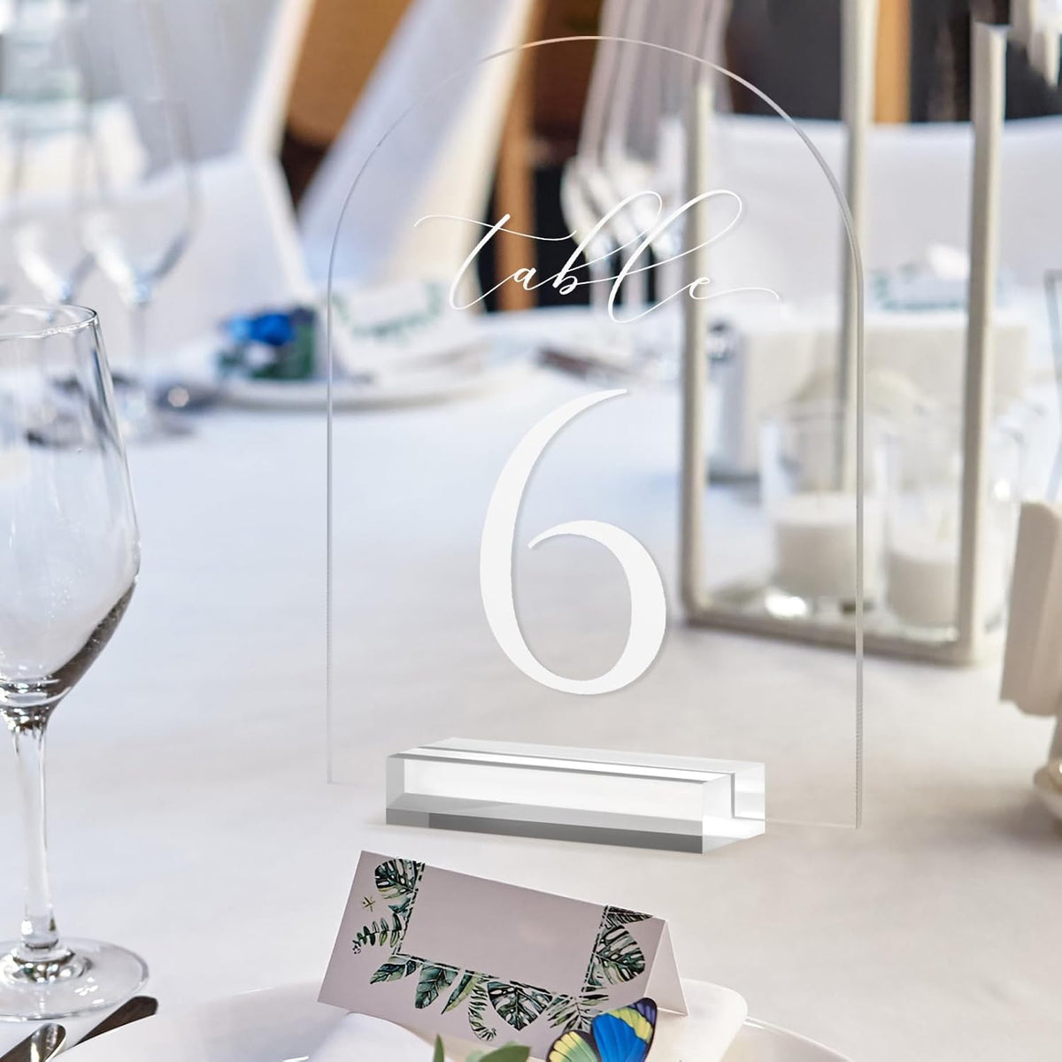 JINMURY Clear Arch Table Numbers for Wedding, 5x7 Inch Arched Acrylic Table Numbers 1-30 with Stands, Clear Acrylic Arch Sign with Holder for Centerpiece, Reception, Wedding, Party, Event