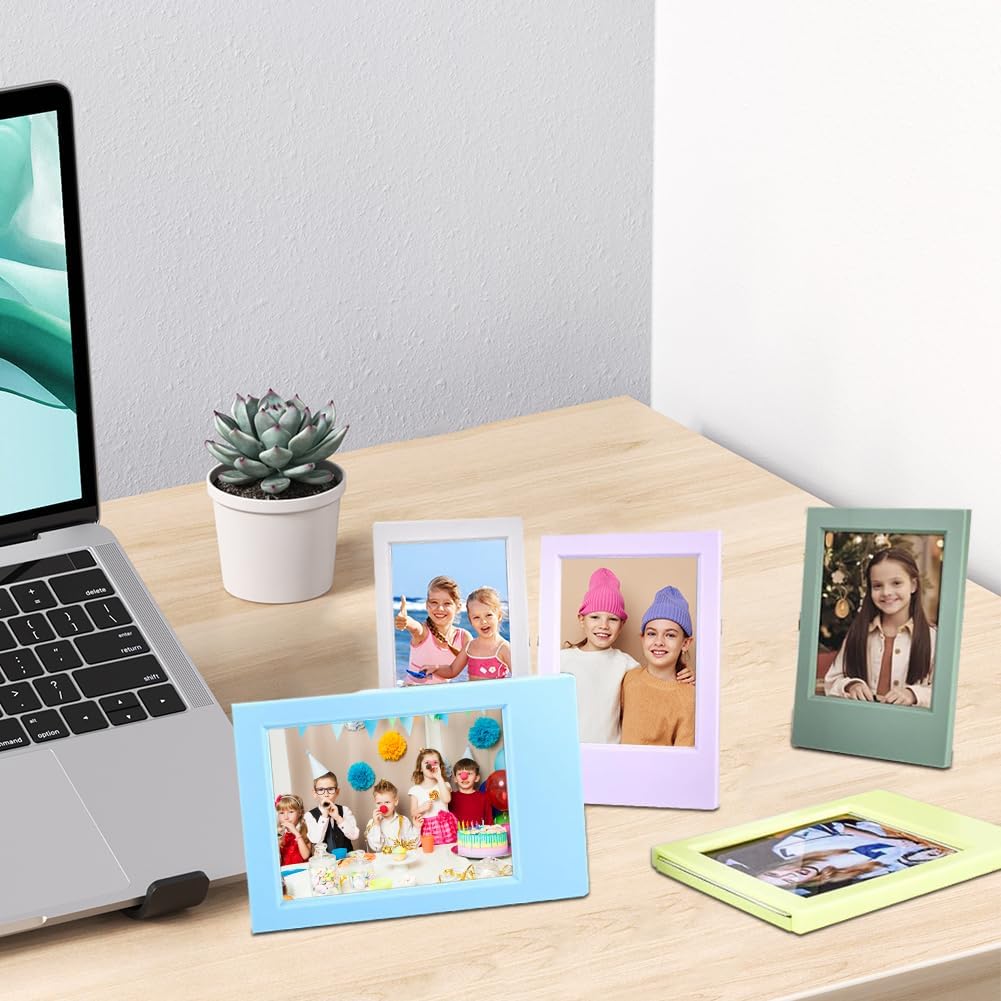 24 Pcs Polaroid Picture Frames, 2''x3'' Photo Frame for Fujifilm Instax Polaroid Film 8 Colors Mini Frame with Stand Small Wallet Size Picture Frames for Home, Office Tabletop Display