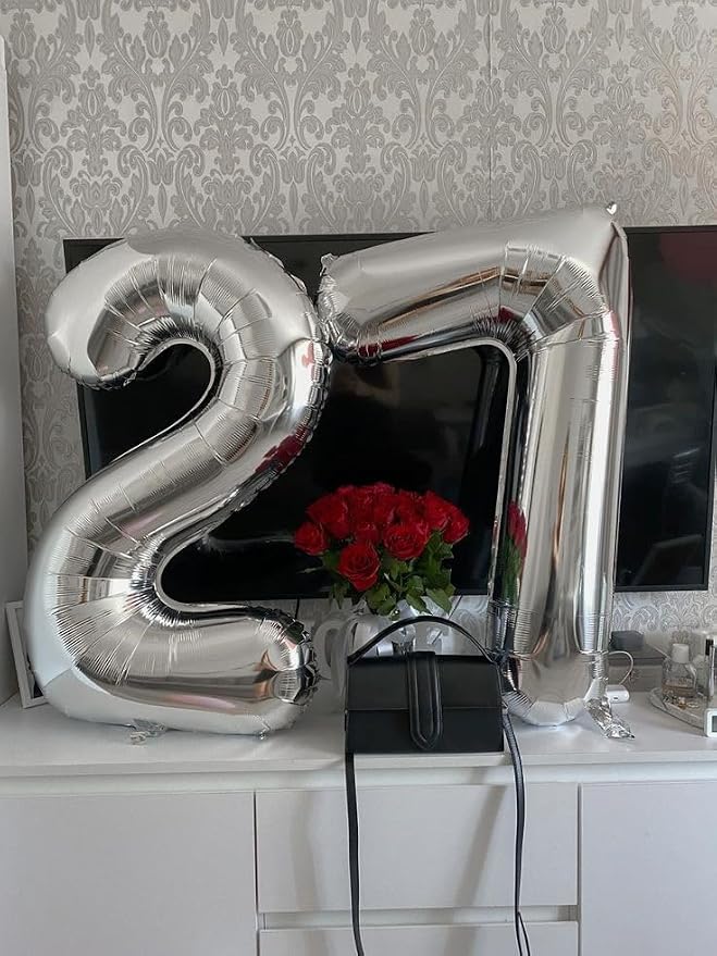 27 Balloon Number 40 Inch Silver Balloons - Image 2