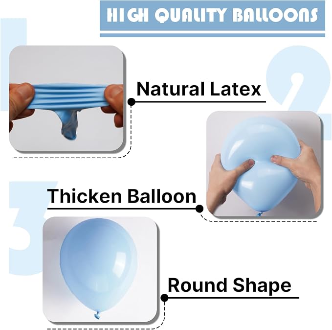 PartyWoo Pearl Light Blue Balloons 100pcs Baby Pastel Blue Color | 5 Inch - Image 6