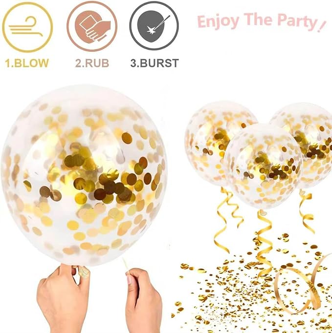 50pcs Gold Confetti Latex Balloons, 12 inch Gold Balloons - Image 4