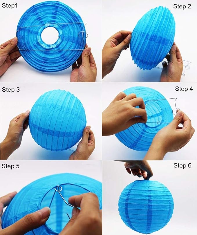 12Pcs 6, 12 Inch Mixed Sizes Royal Blue Paper Lanterns Decorative Chinese - Image 4