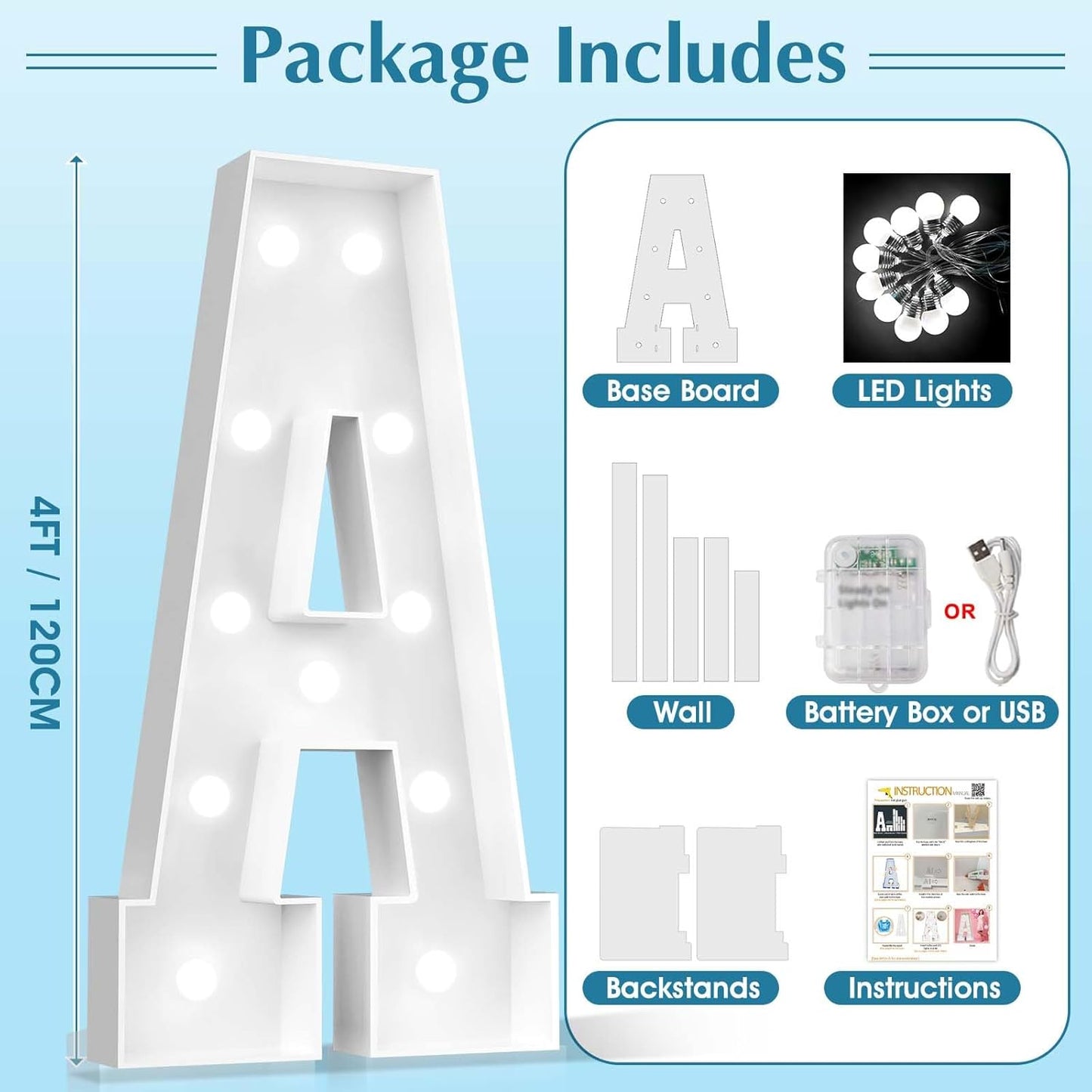 Ledido 4FT Marquee Light Up Letters, Cool White Light Up Letters Large Marquee Letter for Party Decorations, Mosaic Letter L for Balloons, Wedding Birthday Graduation Decor