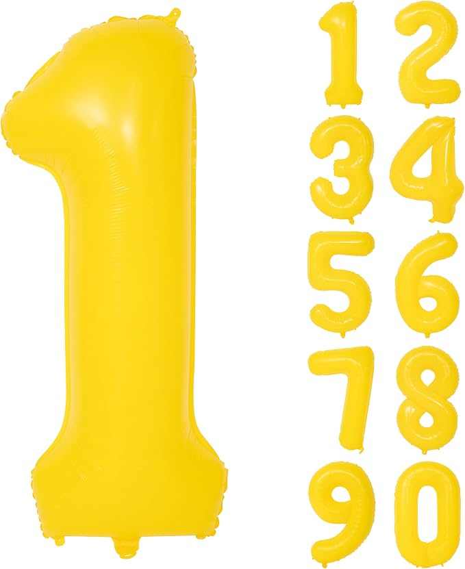 40 Inch Yellow Number 1 Foil Balloon Lemon Yellow Digital 1 Balloon | by YOIOZAIZAI