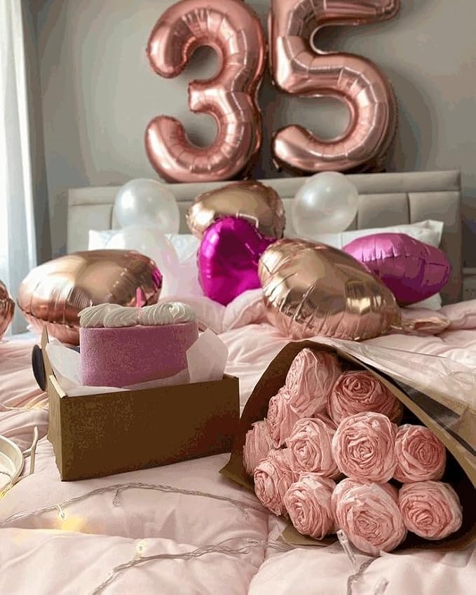 8 Balloon - Rose Gold Birthday Number Balloons, 40 Inch Party Decorations | - Image 3