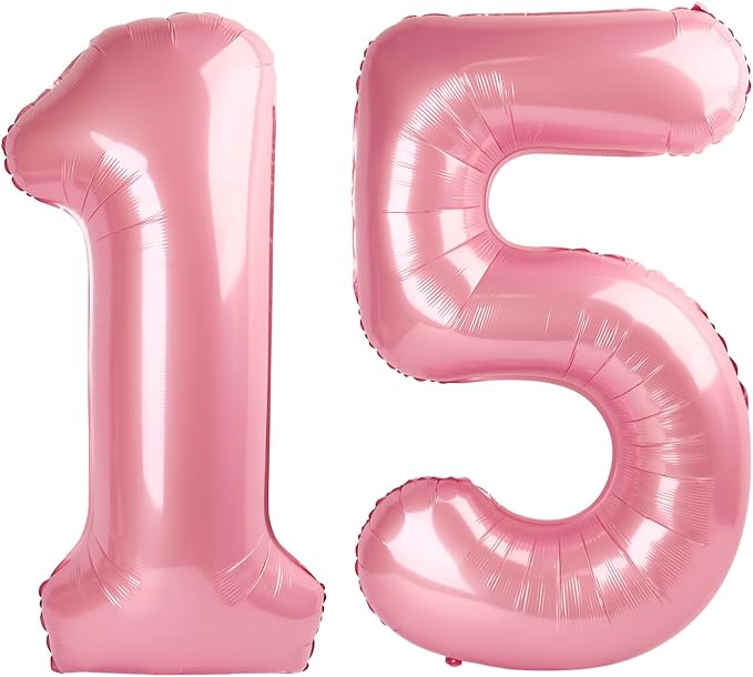 15 Balloon Number 40 Inch Pastel Pink Balloons by Mluchee