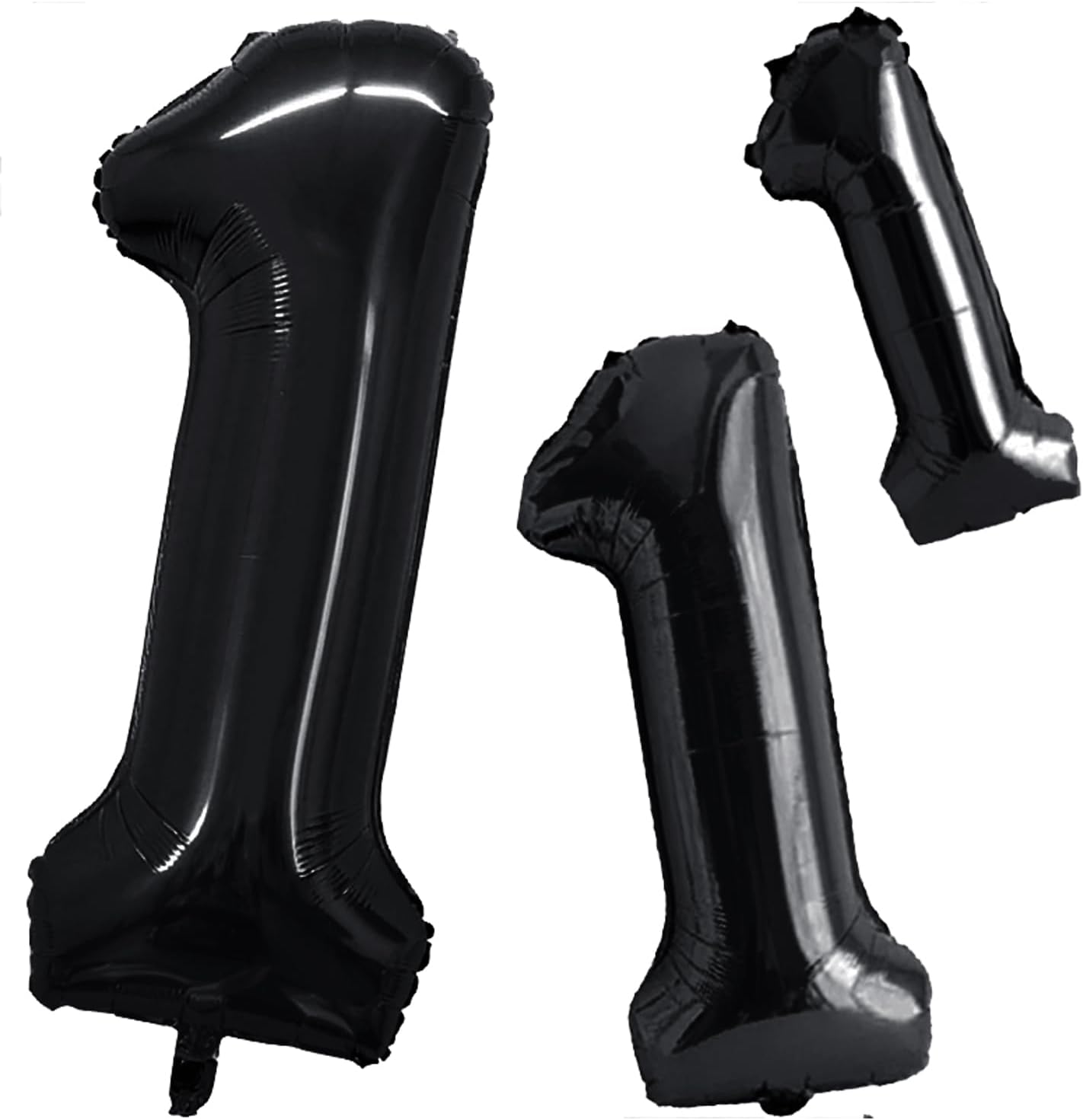 GOER Black Foil Balloons Number 1,Huge Number Balloons for 1st Birthday Party Supplies Anniversary Decorations (3 pcs,42 inch,32 inch,16inch)