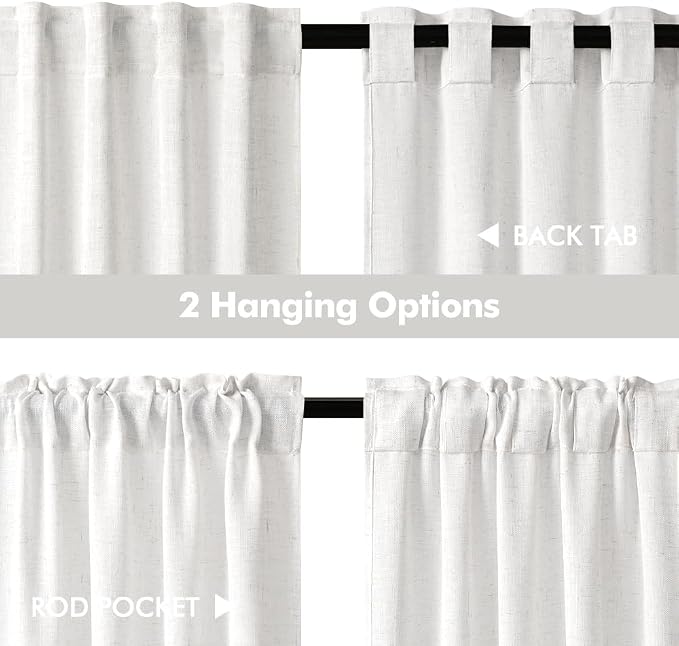 MIULEE Bleached Linen Kitchen Curtains 30 Inches Length 2 Panels Farmhouse | - Image 5