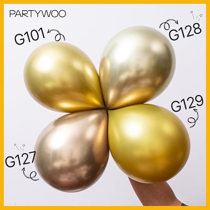 PartyWoo Gold Balloons 100pcs Metallic Gold Chrome Color 5 Inch | Balloons - Image 7