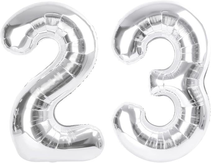 23 Balloon 40 inch Silver Number Balloons by Enyeopd