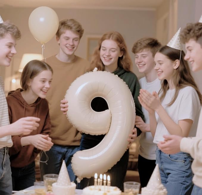 4 Balloon 40 inch Cream Number Balloons - Image 2
