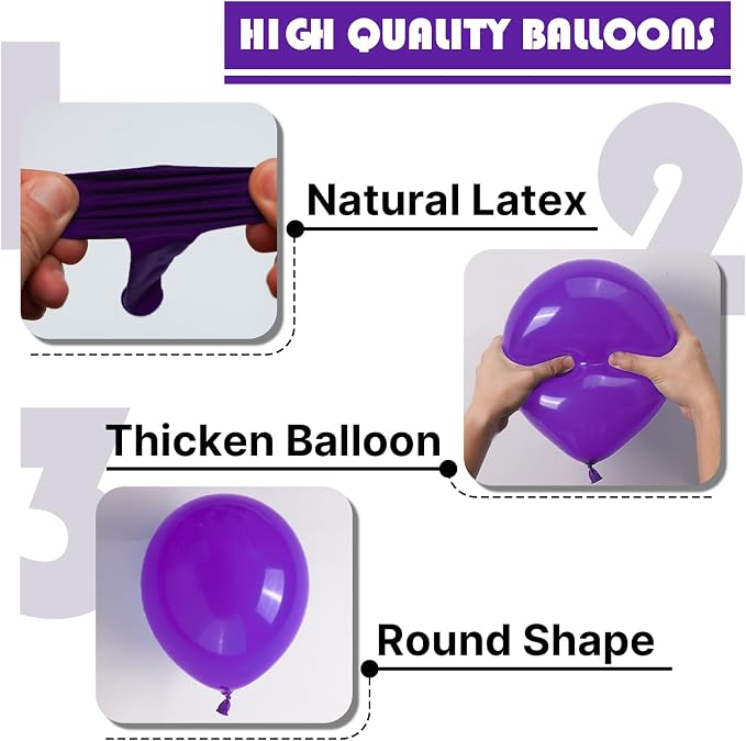 PartyWoo Dark Purple Balloons 50pcs Royal Purple Color 12 Inch | Balloons - Image 8