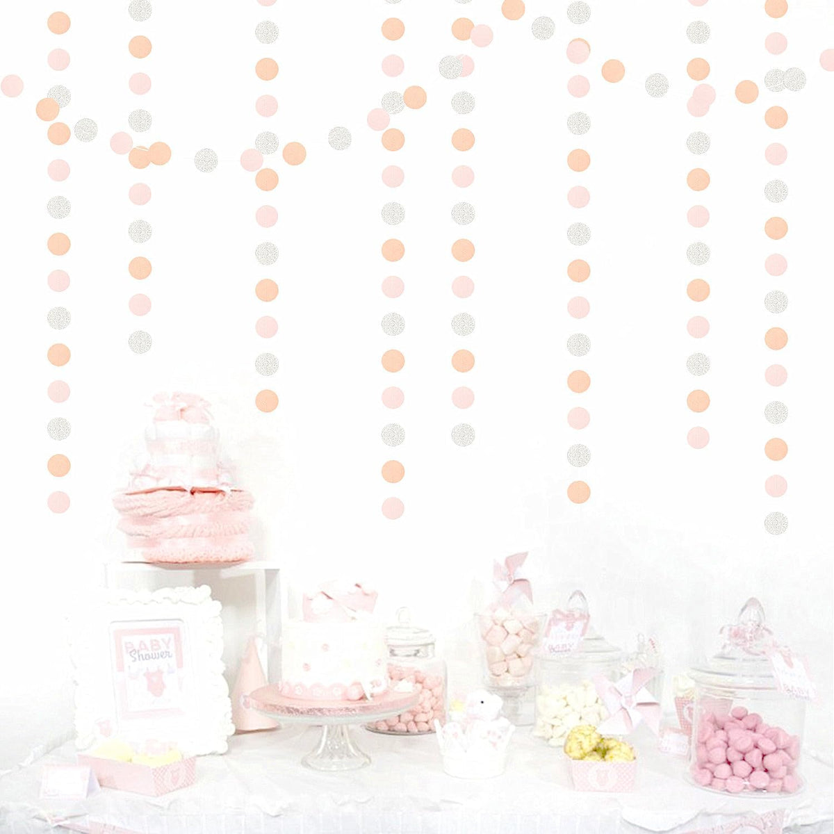 Pink-Silver Peach Birthday Party-Decorations Streamers - 52FT Hanging Paper Garland Banner,Baby Bridal Shower Engagement Anniversary Bachelorette Wedding Graduation Backdrop Decor Hugtmr