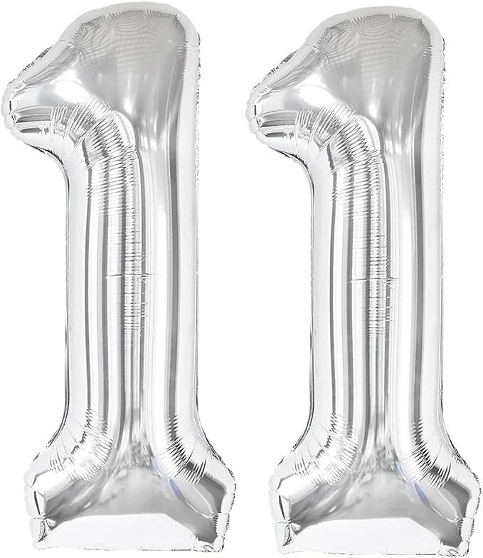 Silver Number 11 Balloon 40 Inch, 11th Birthday Decorations Men Women | Foil by IWERP