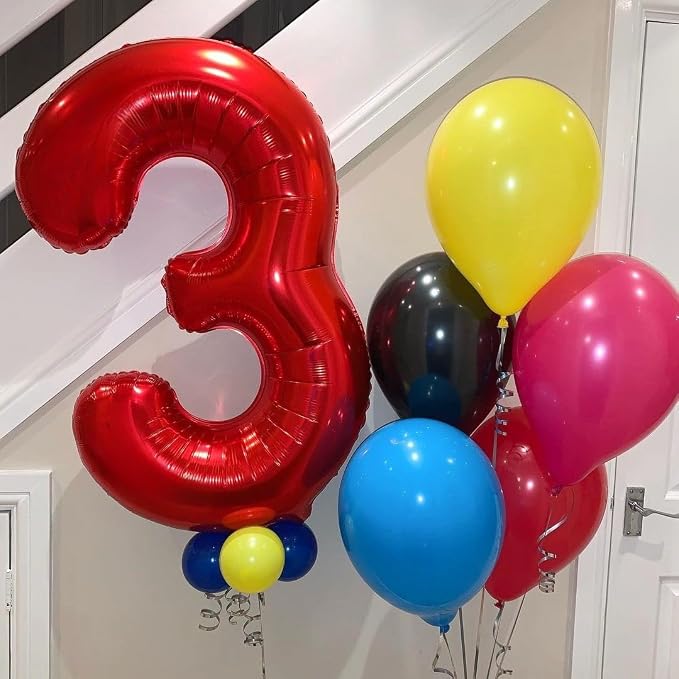 Red 0 Number Balloons, 40 Inch 0 Balloons Foil Mylar Helium Big Red 0 Balloon - Image 2