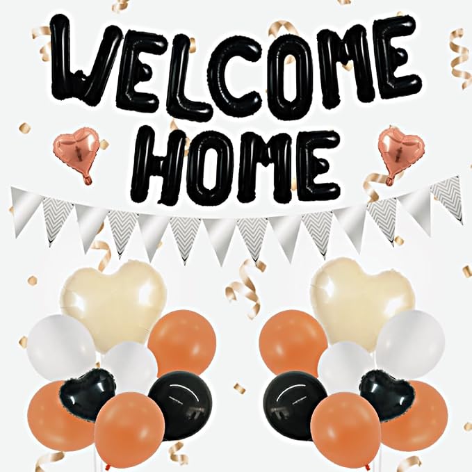 TONIFUL 16Inch Black Welcome Home Balloons Banner, Housewarming Party Decor | by TONIFUL
