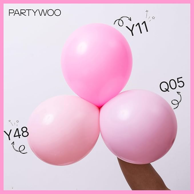 PartyWoo Pink Balloons 50pcs 12 Inch Matte Pink Balloon Arch Kit - Image 4
