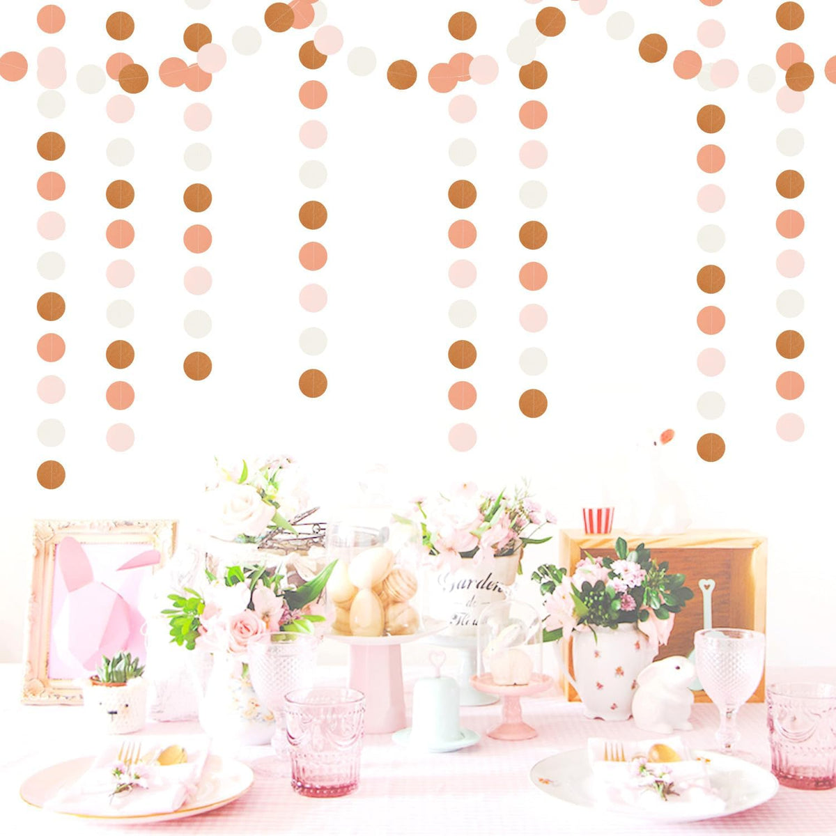 Pink-Brown Peach Party-Decorations Streamers Garland - 52ft Boho Fall Groovy Hanging Paper Banner,Baby Bridal Shower Wedding Autumn Neutral Birthday Room Home Thanksgiving Day Halloween Decor Hugfond