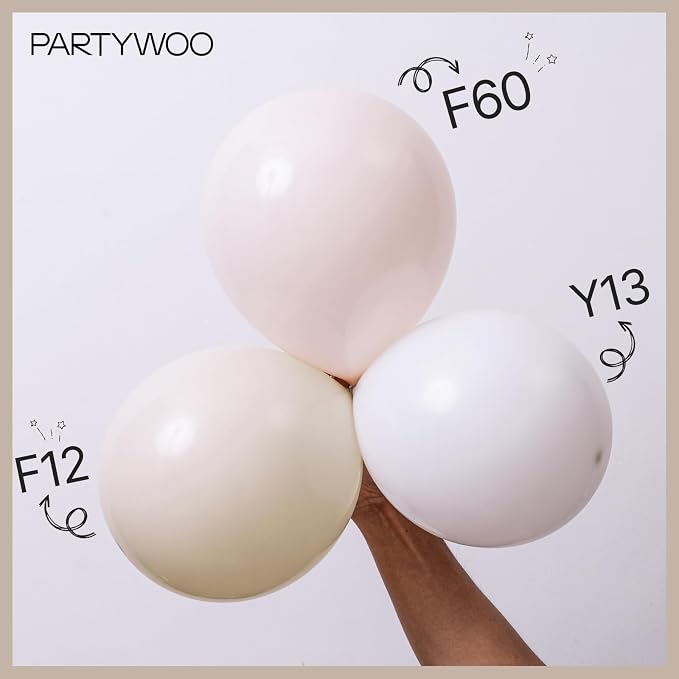 PartyWoo Beige Balloons 140pcs Boho Cream Ivory Neutral Color | 18 12 10 5 Inch - Image 3