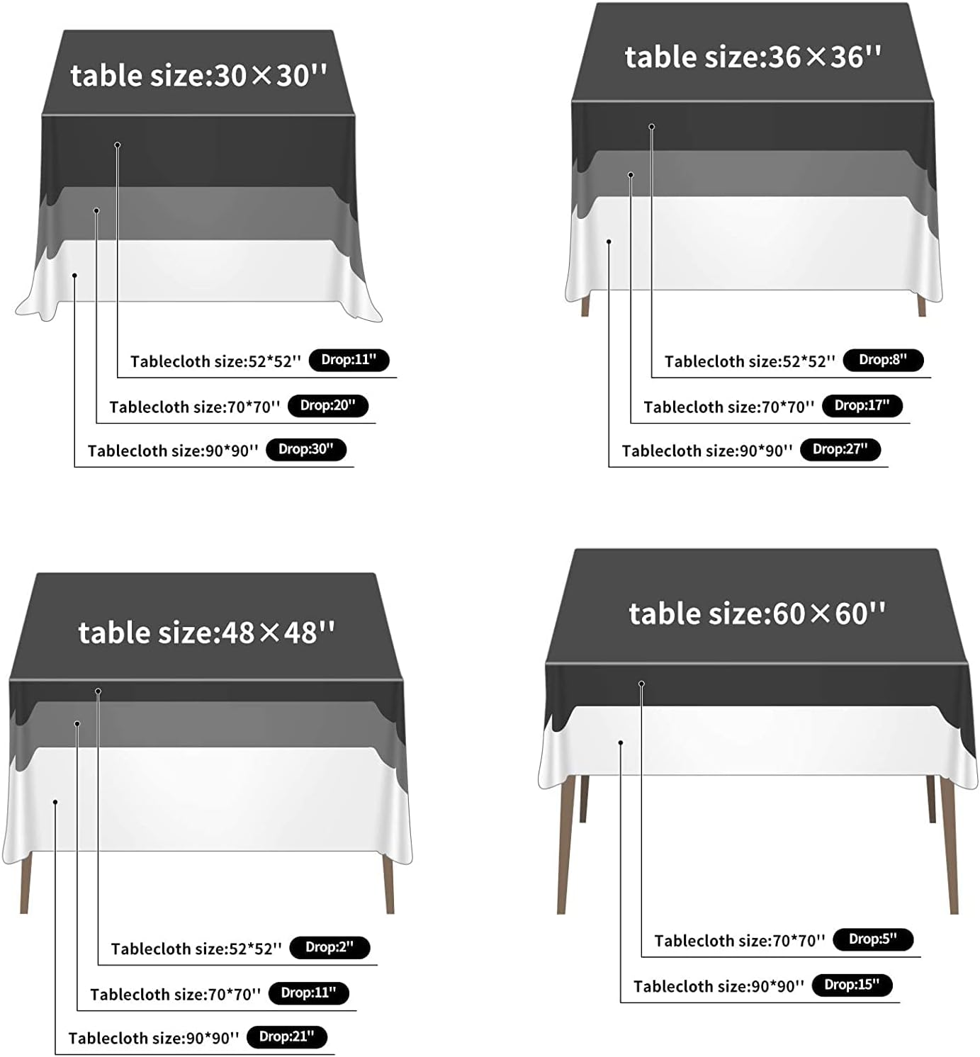 Fokitut 2 Pack Waterproof Square Tablecloth, 90x90 Inch, Stain Resistant and Wrinkle Polyester Table Cloth, Fabric Table Cover for Kitchen Dining, Wedding, Party, Holiday Dinner-Red