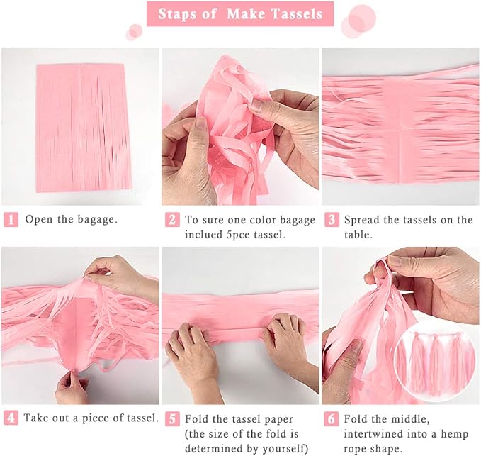 9.8in Red PaperTissue Paper Tassel DIY Hanging paper decorations Party Garland - Image 3