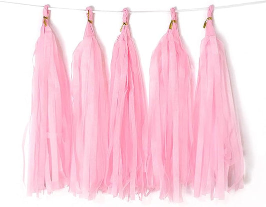 Pink Tissue Paper Tassel DIY Hanging Paper Decorations Party Garland by Binpeng