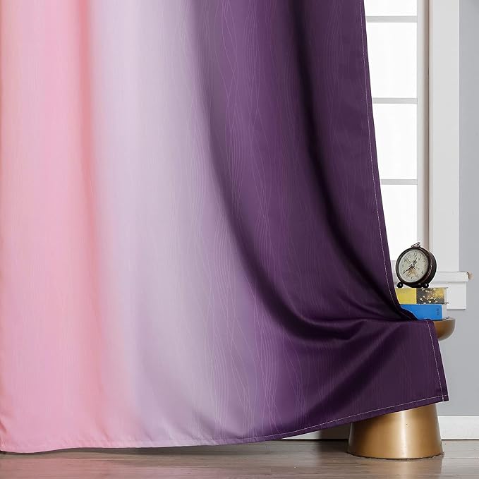 Pink and Purple Blackout Curtains 54 Inch Length, Light Blocking Gradient Drapes - Image 6