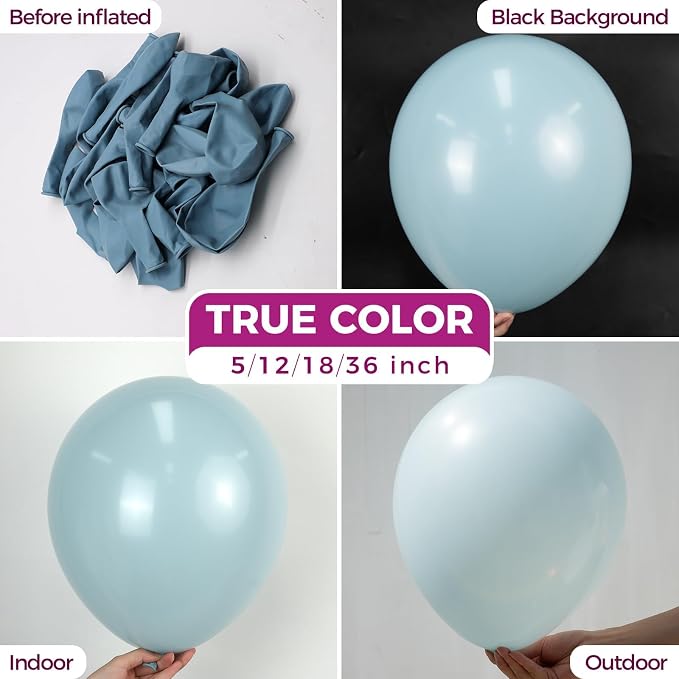Bezente Dusty Blue Latex Matte Party Balloons 150 Pack 5 inch Small | Helium - Image 2