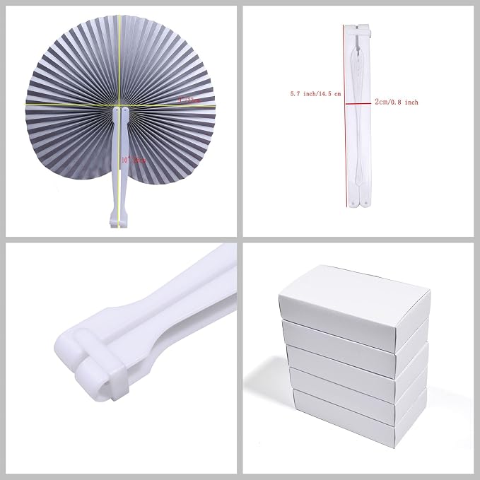 20 Pieces Silver Round Paper Fans | Foldable Handheld Fans - Image 2