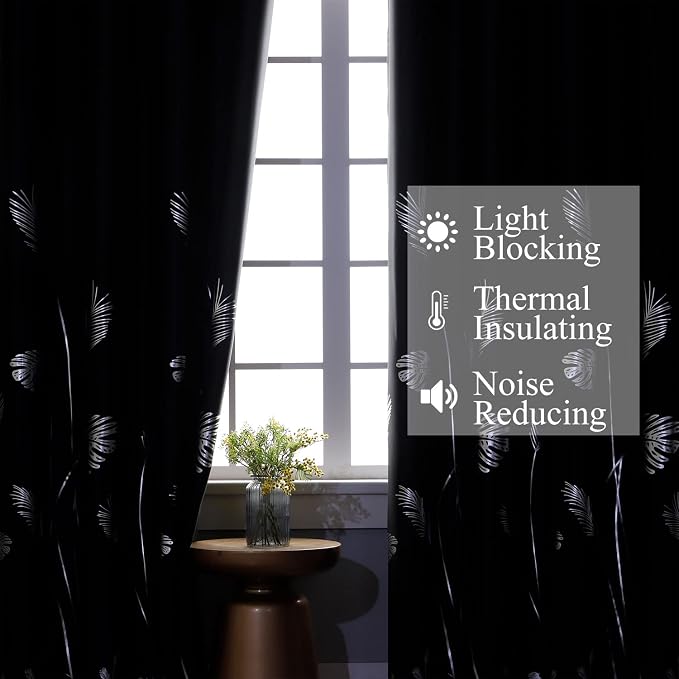 Black Blackout Curtains 84 Inch Long Light Blocking Curtains - Image 6