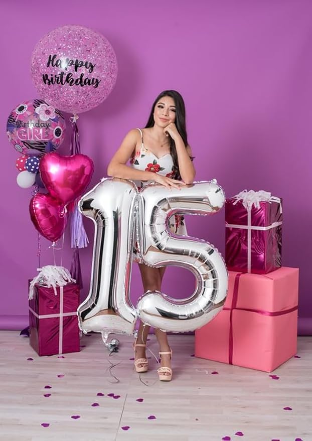 Large Number Balloons 40 Inch Silver 8 Balloon - Image 7