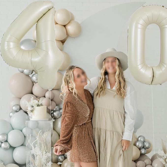 TONIFUL 40 Inch Cream White Large Numbers Balloon 0-9 Birthday Party Decorations - Image 4