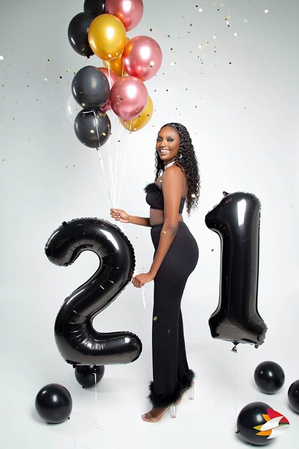 Black Number 21 Balloon 40 Inch - Image 3